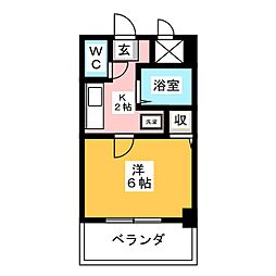 ニューユウチク 1Kの間取図画像