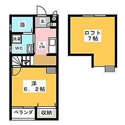 マーベラス柴田B 1Kの間取図画像