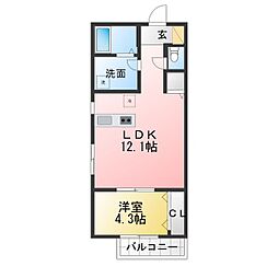 リトリート氷室 1LDKの間取図画像