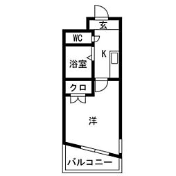 薬師ビル 1Kの間取図画像