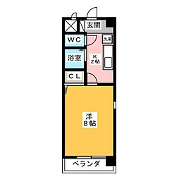 マジェスティ白鳥 1Kの間取図画像