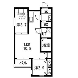 ilusion道徳 2LDKの間取図画像