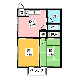 清光コーポ 2DKの間取図画像