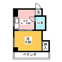菱屋マンション 1DKの間取図画像