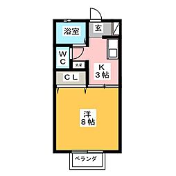 サイクロン 1Kの間取図画像