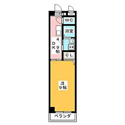 ラフィネ二野 1DKの間取図画像
