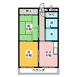 大矢クリーンハイツ 2DKの間取図画像