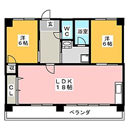 三洋ビル 2LDKの間取図画像