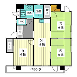 長崎屋ビル 4階3DKの間取り