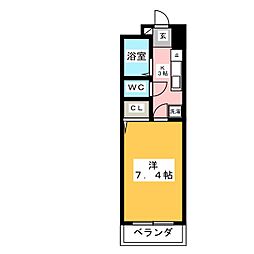 ベストハイツ高辻 4階1Kの間取り