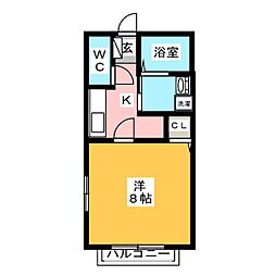 クラスティーナA棟 1Kの間取図画像
