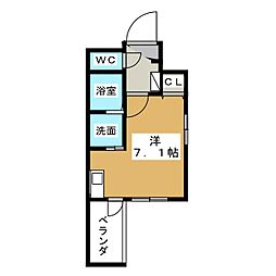 プレミアムコート名古屋金山インテルノ ワンルームの間取図画像