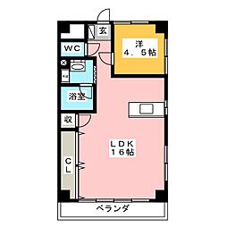 第3フクマルビル 7階1LDKの間取り