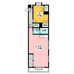 パークレン折戸 1LDKの間取図画像