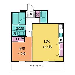 シベール御器所 1LDKの間取図画像