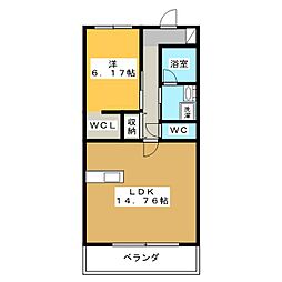 イル　フィオーレ松原 5階1LDKの間取り