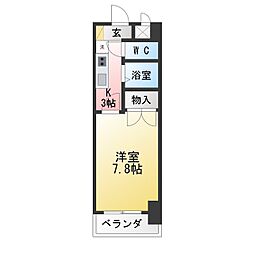 シャンポール大須 1Kの間取図画像