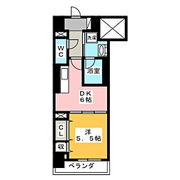 エスカルコート 10階1DKの間取り
