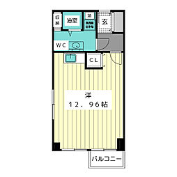 ミュプレ矢場町 12階ワンルームの間取り
