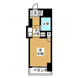 レスパス千種 8階1Kの間取り