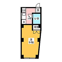 平和コーポ 4階ワンルームの間取り