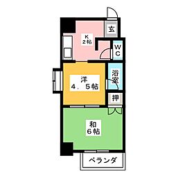 bespoke鶴舞 3階1DKの間取り