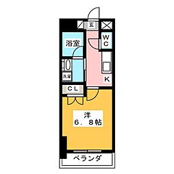 レジディア鶴舞 12階1Kの間取り