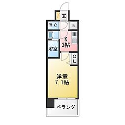 プレサンス大須観音 1Kの間取図画像