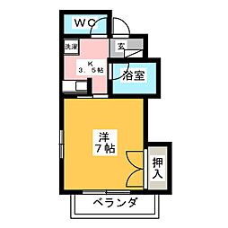 アーバンハイツ立花 1Kの間取図画像