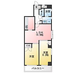 エクレール鶴舞 2LDKの間取図画像