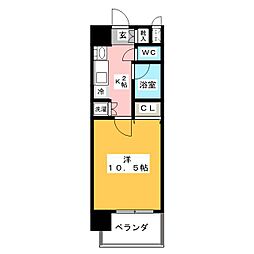 鶴舞パークヒルズ 1Kの間取図画像