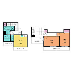 レスカール白金 2LDKの間取図画像