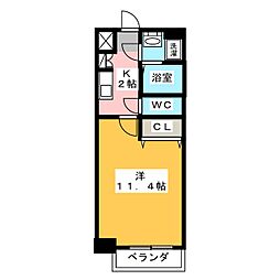 クピットガーデン千代田 1Kの間取図画像
