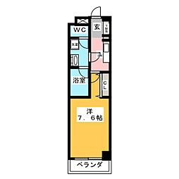 メリヴ鶴舞 1Kの間取図画像