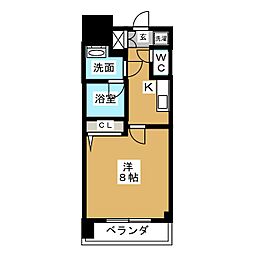 ルクレ新栄レジデンス 1Kの間取図画像