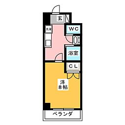 フォルトゥーナ上前津 1Kの間取図画像