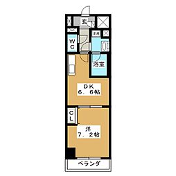 フレール上前津 1DKの間取図画像