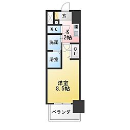 丸東レジデンス大須 1Kの間取図画像