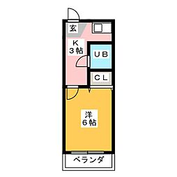 新栄マンションさくら 1Kの間取図画像