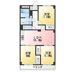 上前津パークマンション 3LDKの間取図画像