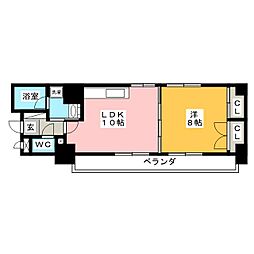 ゴールドハイツ渡辺 1LDKの間取図画像