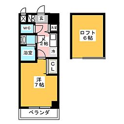シーズスクエアー 1Kの間取図画像