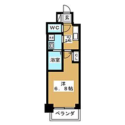 オーキッドレジデンス鶴舞 1Kの間取図画像