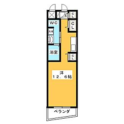 ベルドミール橘 ワンルームの間取図画像