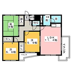 レザンドール 3LDKの間取図画像