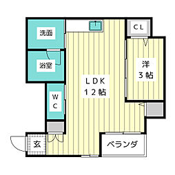 ホンマチBOX24 1LDKの間取図画像
