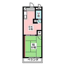 鶴舞公園ハイツ 1DKの間取図画像