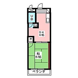 鶴舞公園ハイツ 1DKの間取図画像