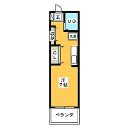 アトリウム・前田 ワンルームの間取図画像