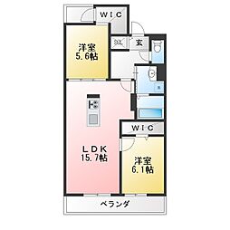 HARMONIOUS福江 2LDKの間取図画像